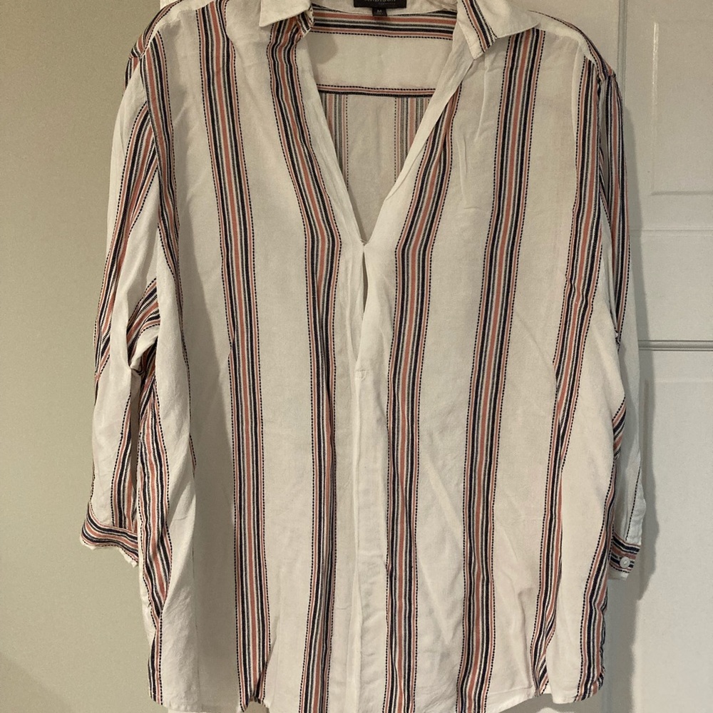 Striped blouse with 3/4 length sleeve